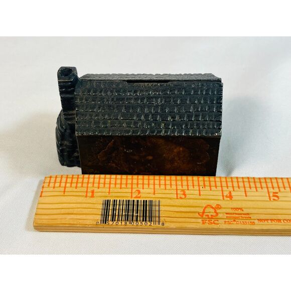 Vintage Cast Iron Log Cabin Still Bank--by Cornelius Bergbower w/ Paper Label - Picture 11 of 11